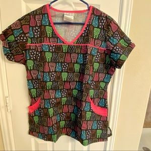 Dental Print Scrub Top
